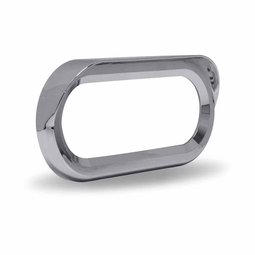 6″ Oval Light Bezel with Visor – Twist On | Chrome ABS Plastic
