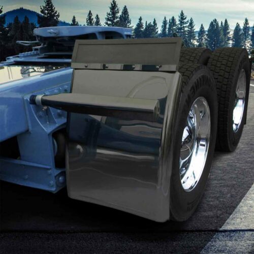 31″ Smoke & Mirror Triangle Mount Long Straight Drop Quarter Fender Kit – Black | 16 Gauge