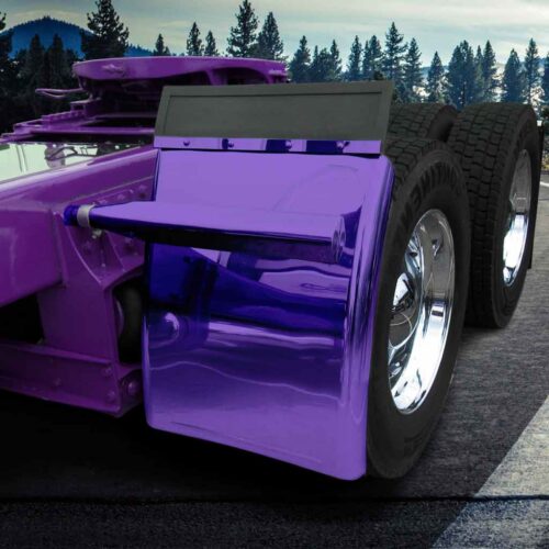31″ Smoke & Mirror Triangle Mount Long Straight Drop Quarter Fender Kit – Purple | 16 Gauge