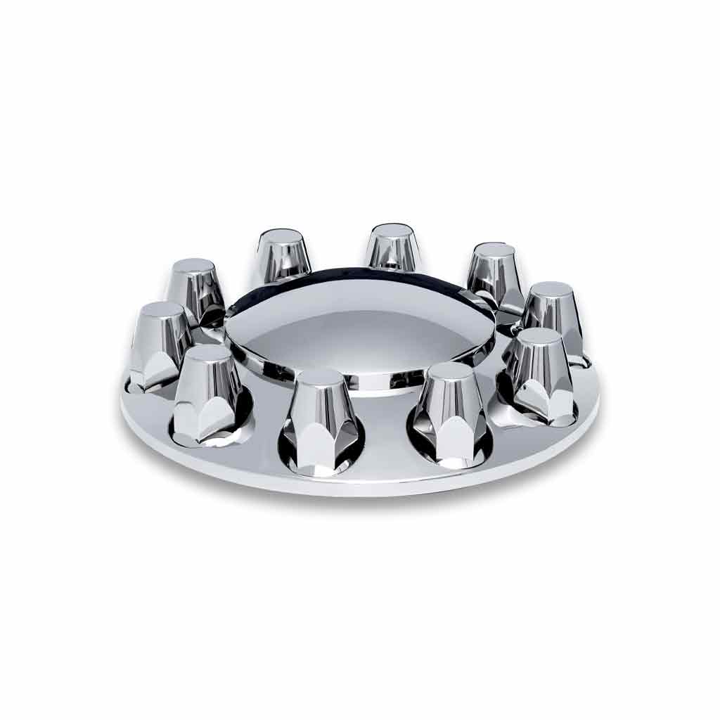 Front Axle Cover Kit with Removable Hubcap & 33mm Threaded Nut Covers – Dome Hubcap | Chrome ABS Plastic - Image 2