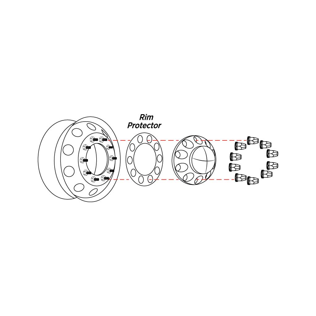 Front Axle Cover Kit with Removable Hubcap & 33mm Threaded Nut Covers – Dome Hubcap | Chrome ABS Plastic - Image 4