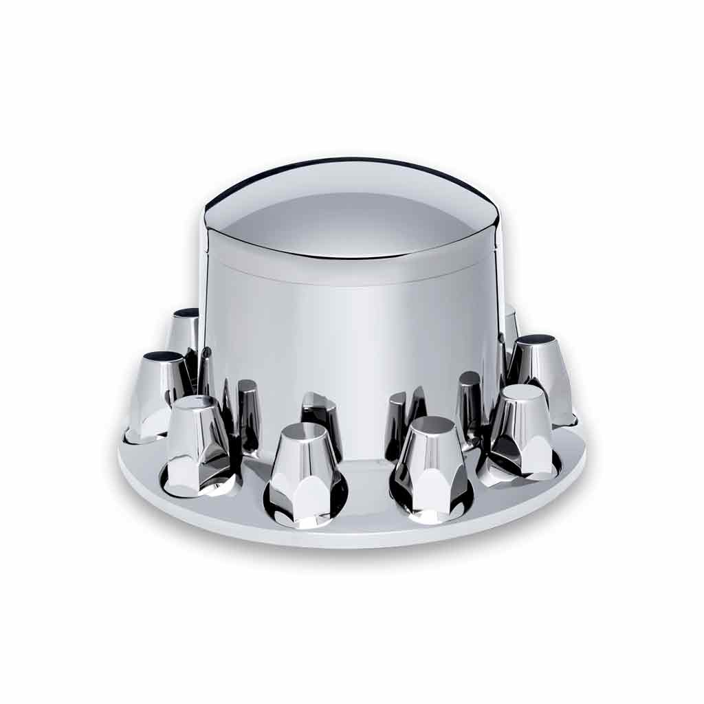 Rear Axle Cover Kit with Removable Hubcap & 33mm Threaded Nut Covers – Dome Hubcap | Chrome ABS Plastic - Image 2