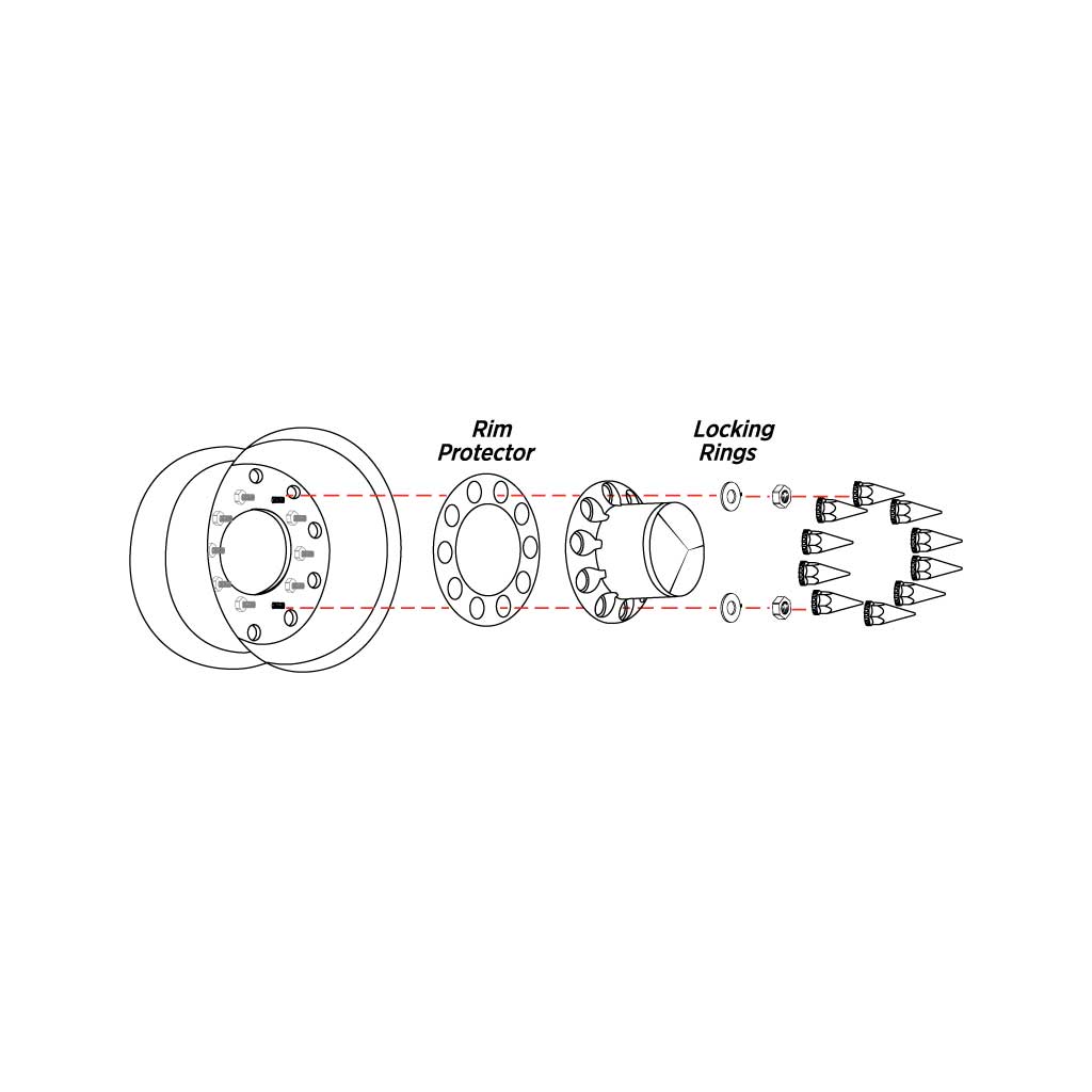 Rear Axle Cover Kit with Removable Hubcap & 33mm Threaded Nut Covers – Pointed Hubcap | Chrome ABS Plastic - Image 4