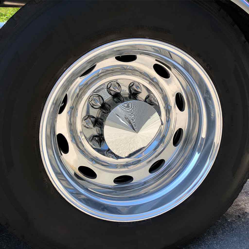 Rear Axle Cover Kit with Removable Hubcap & 33mm Threaded Nut Covers – Pointed Hubcap | Chrome ABS Plastic - Image 3