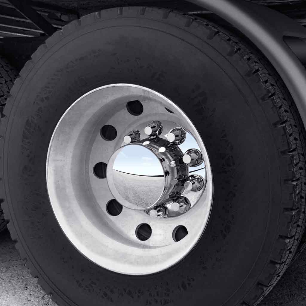 Rear Axle Cover Kit with Removable Hubcap & 33mm Threaded Nut Covers – Dome Hubcap | Chrome ABS Plastic - Image 3