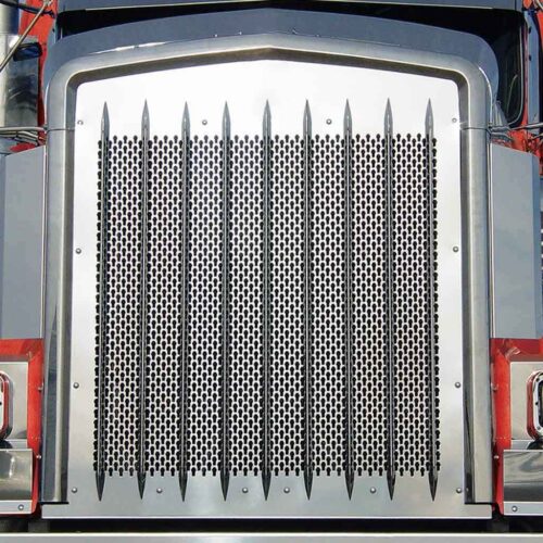 KW. W900L Extended Hood Punch Out Grille (All Years) – KW Logo Holes