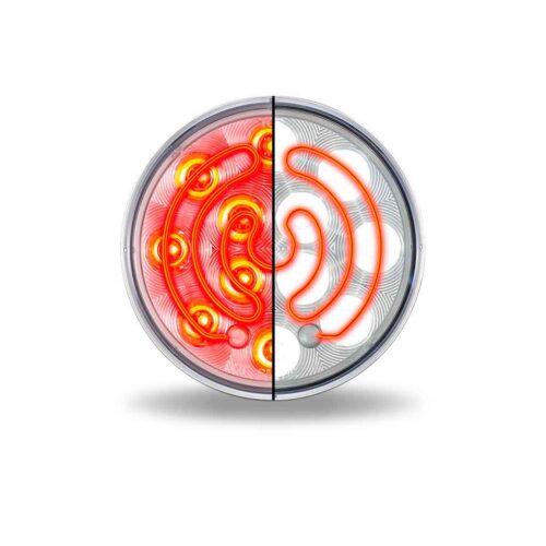4″ Heated Lens Red Stop, Turn & Tail To White Back Up Round LED Light – 12 Diodes