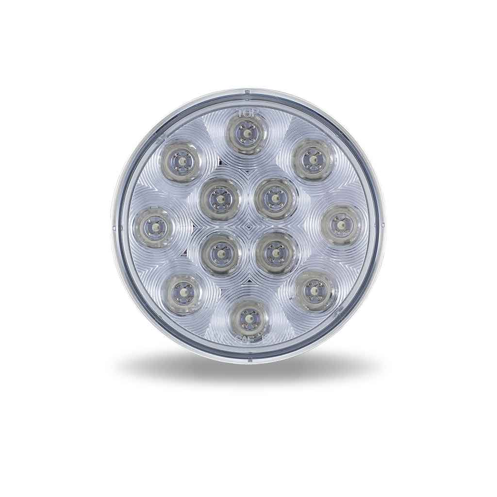 4″ Red Stop, Turn & Tail To White Back Up Round LED Light – 12 Diodes