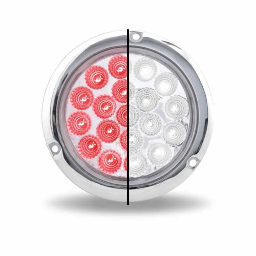4″ Red Stop, Turn & Tail to White Back Up Round Flange Mount LED Light – 19 Diodes