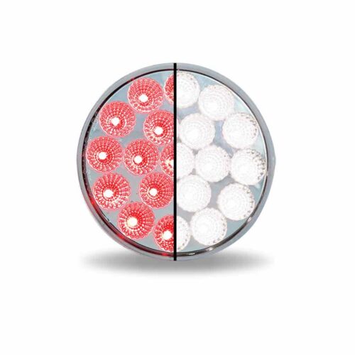 4″ Red Stop, Turn & Tail to White Back Up Round LED Light – 19 Diodes
