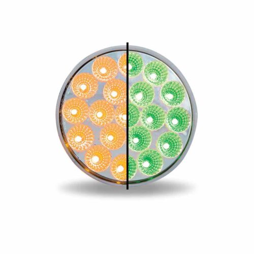4″ Amber Marker to Green Auxiliary Round LED Light – 19 Diodes
