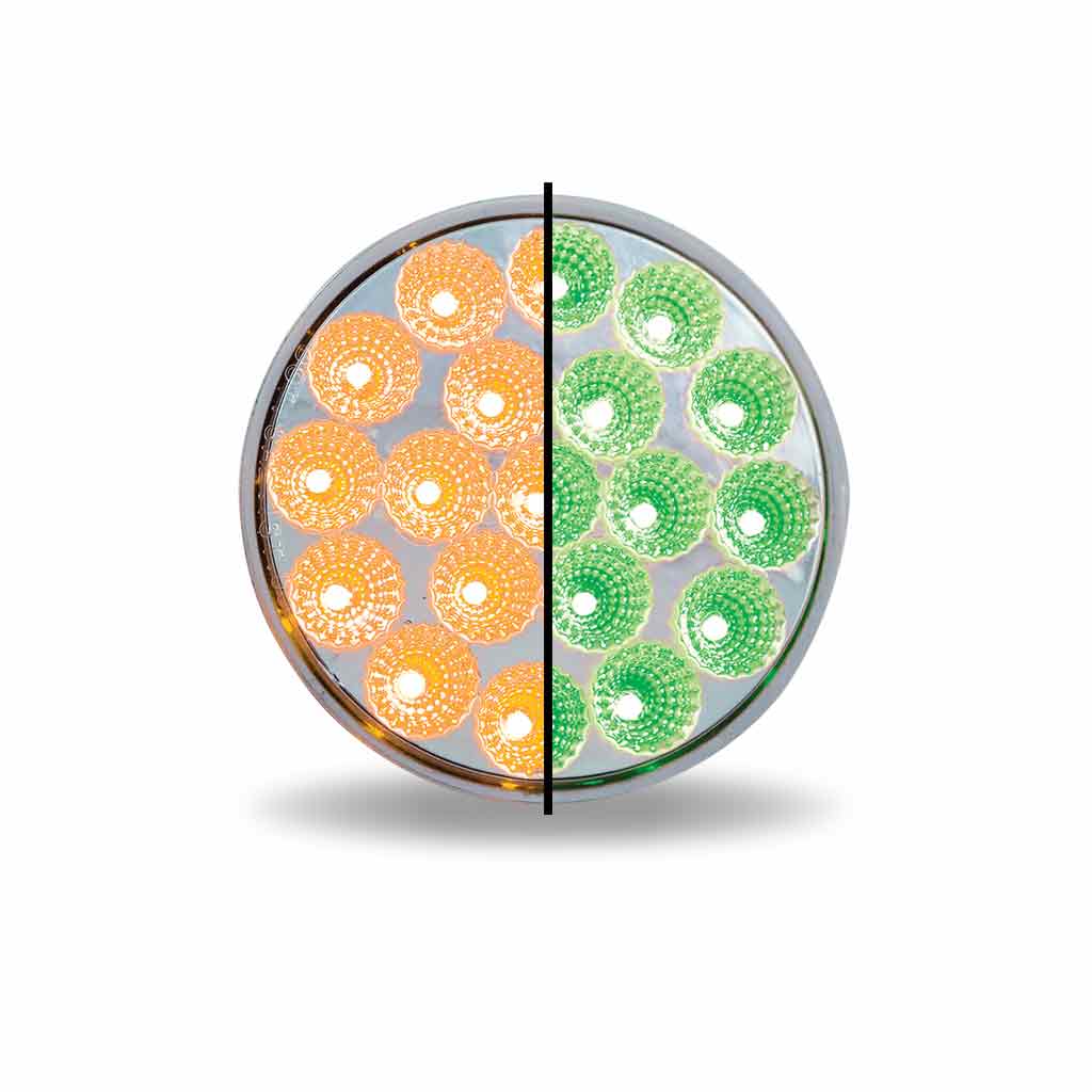 4″ Amber Marker to Green Auxiliary Round LED Light – 19 Diodes