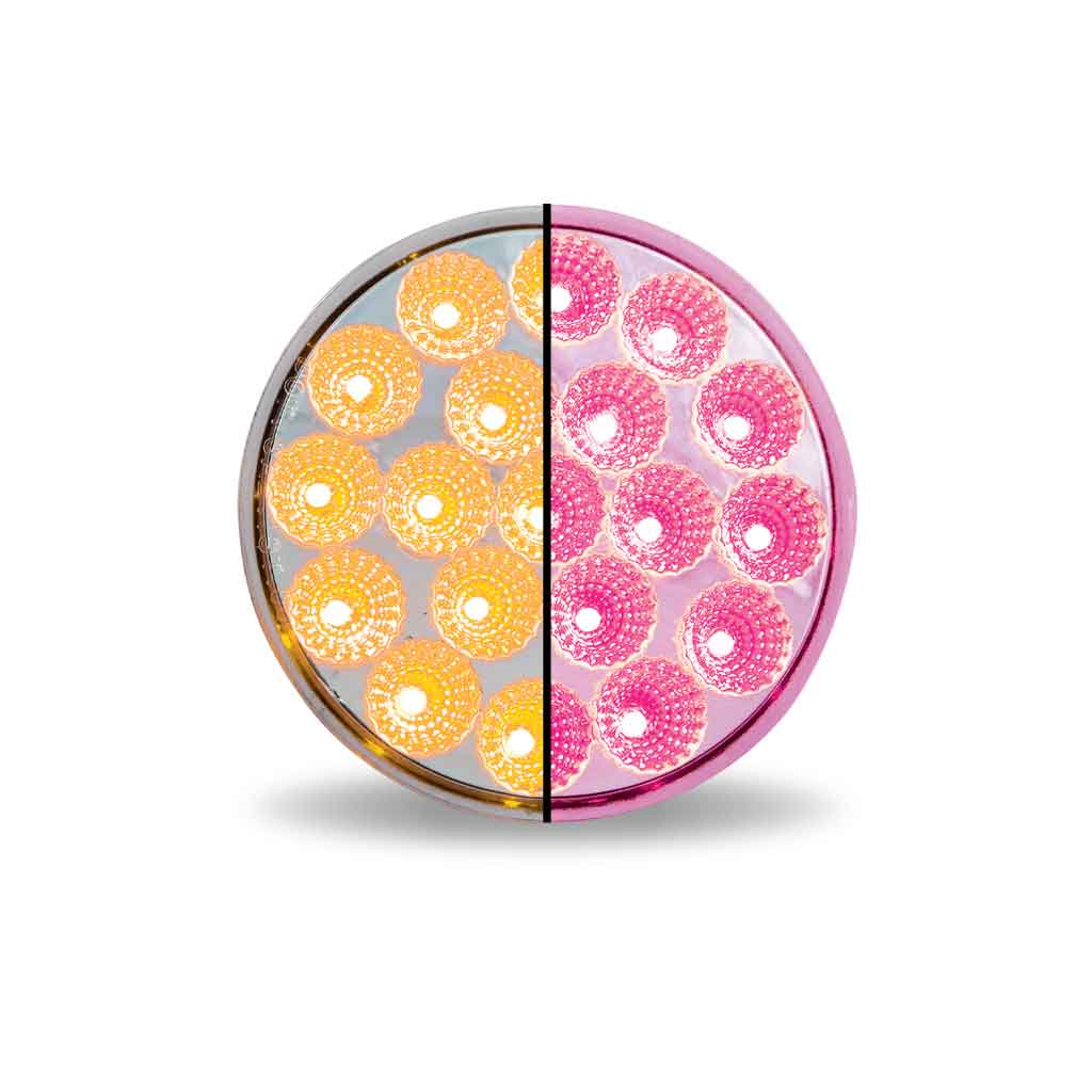 4″ Amber Turn & Marker to Pink Auxiliary Round LED Light – 19 Diodes