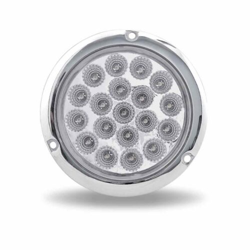 4″ Red Stop, Turn & Tail to Blue Auxiliary Round Flange Mount LED Light – 19 Diodes