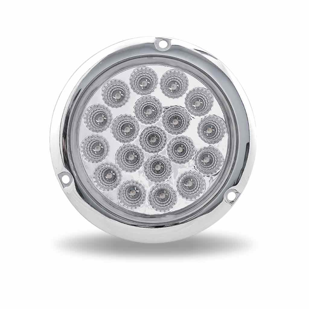 4″ Red Stop, Turn & Tail to Blue Auxiliary Round Flange Mount LED Light – 19 Diodes
