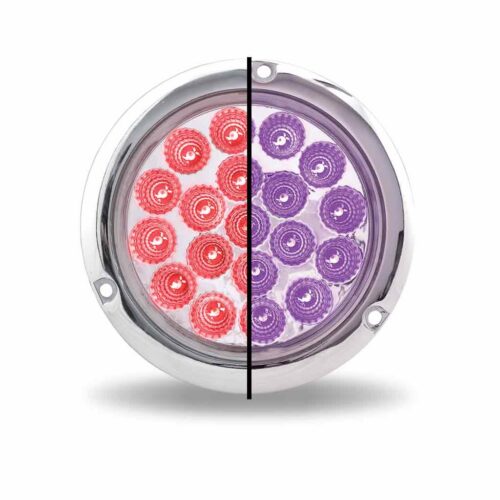 4″ Red Stop, Turn & Tail to Purple Auxiliary Round Flange Mount LED Light – 19 Diodes