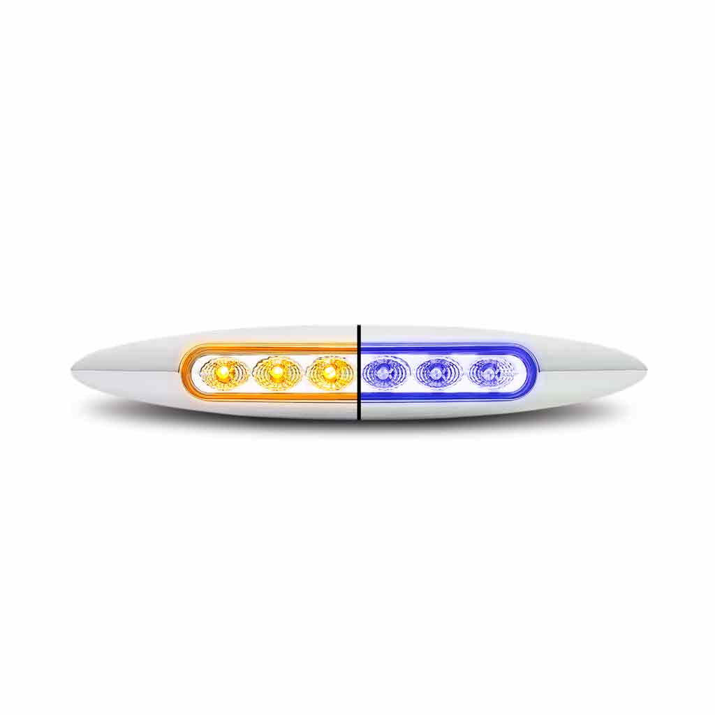 6″ Amber Marker to Blue Auxiliary Slim LED Light – 6 Diodes