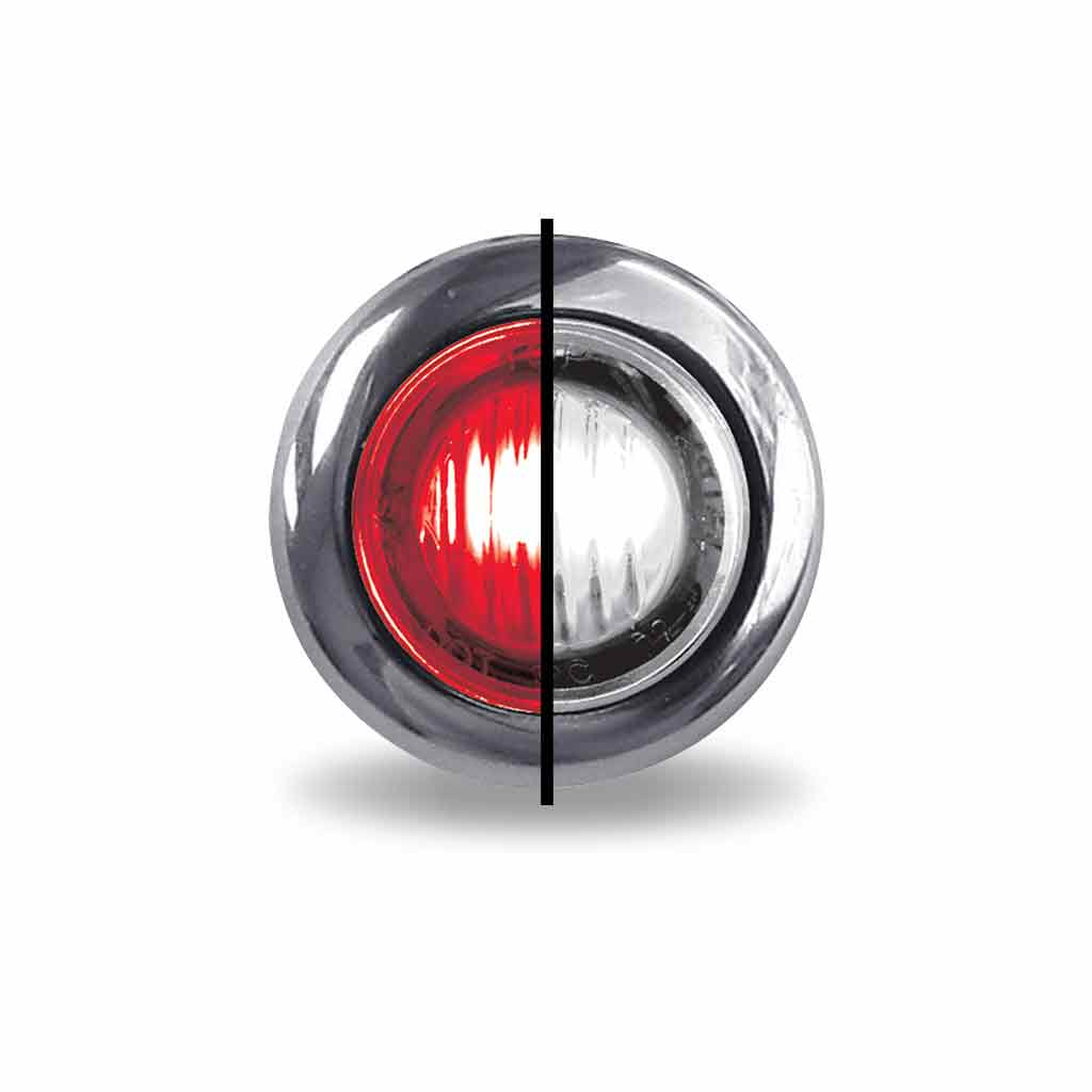 3/4″ Red Stop, Turn & Tail to White Back Up Round LED Light – 2 Diodes