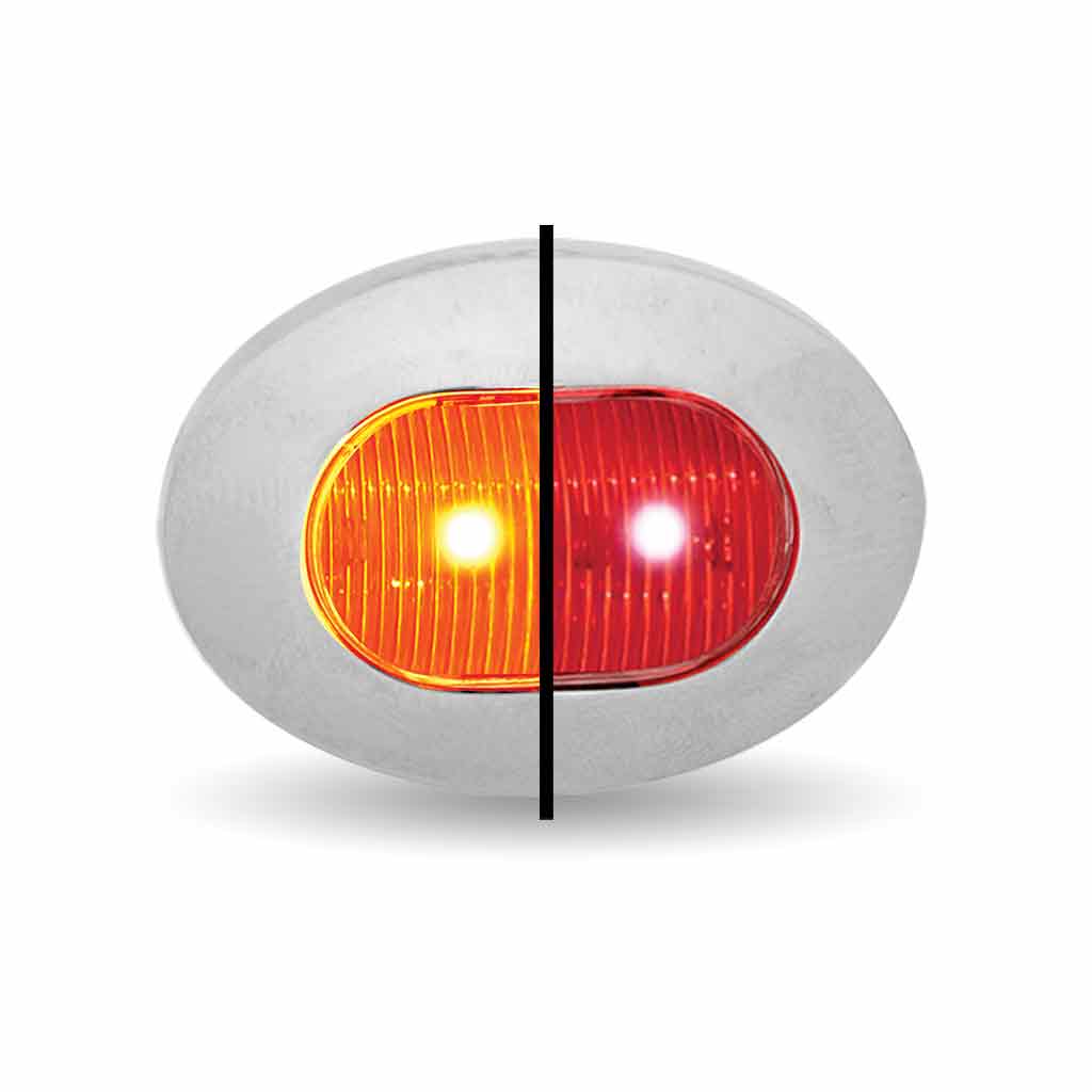 3/4″ Amber Marker to Red Auxiliary Oval LED Light – 2 Diodes