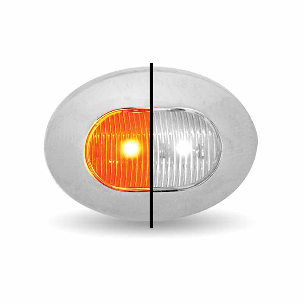 3/4″ Amber Marker to White Auxiliary Oval LED Light – 2 Diodes