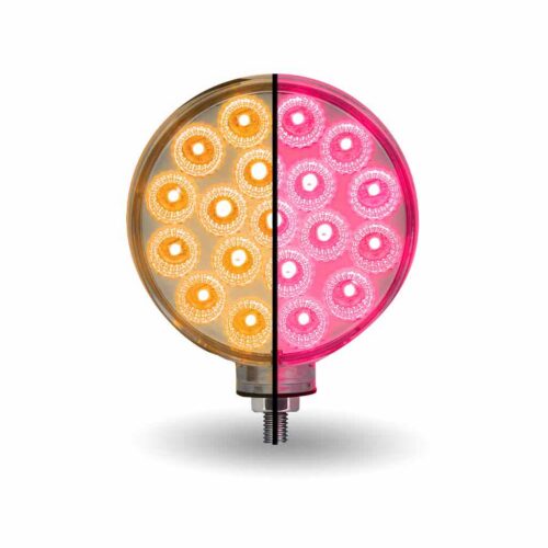 Amber/Red Turn & Marker to Pink Auxiliary Double Face Round Reflector LED Light – 38 Diodes