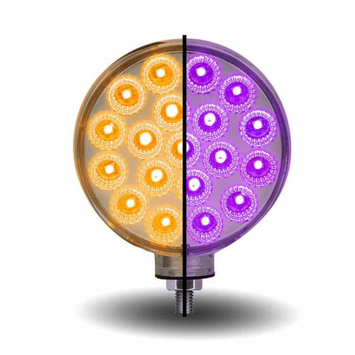Amber/Red Turn & Marker to Purple Auxiliary Double Face Round Reflector LED Light – 38 Diodes