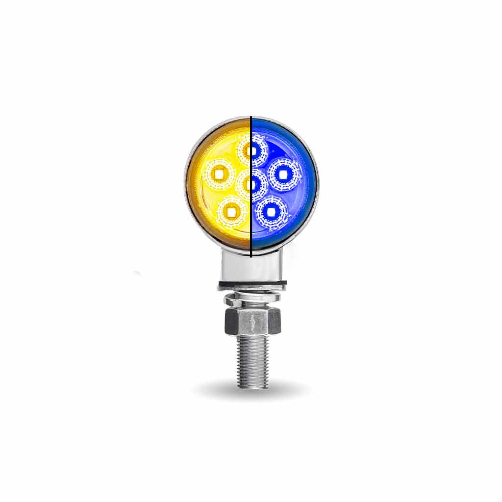 Amber/Red Clearance Marker to Blue Auxiliary 1.8″ Mini Double Face Round Light with Reflector LEDs – 12 Diodes
