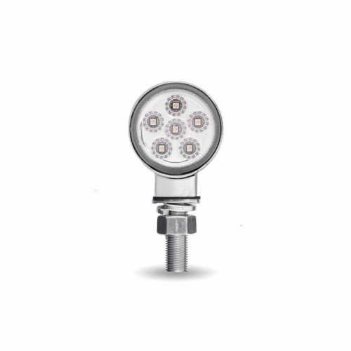 Clear Amber/Red Clearance Marker 1.8″ Mini Double Face Round Light with Reflector LEDs – 12 Diodes