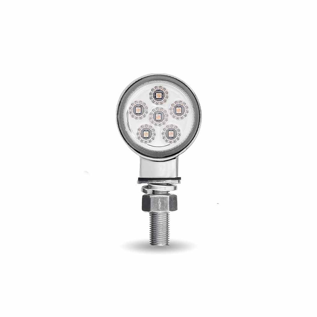 Clear Amber/Red Clearance Marker 1.8″ Mini Double Face Round Light with Reflector LEDs – 12 Diodes