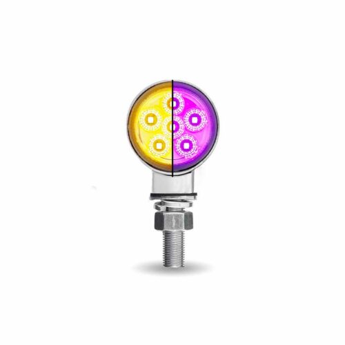Amber/Red Clearance Marker to Purple Auxiliary 1.8″ Mini Double Face Round Light with Reflector LEDs – 12 Diodes