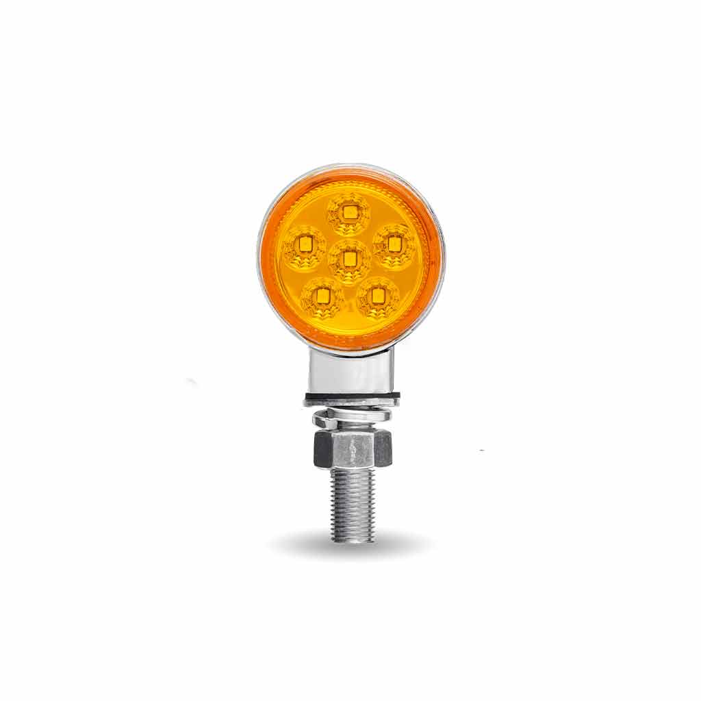 Amber/Red Clearance Marker 1.8″ Mini Double Face Round Light with Reflector LEDs – 12 Diodes