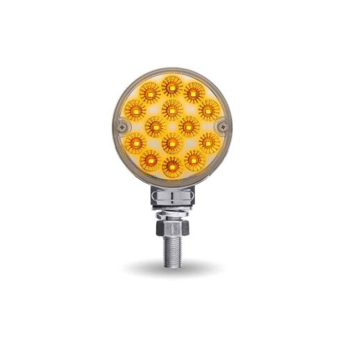 Clear Amber/Red Turn & Marker 3″ Mini Double Face Round Light with Reflector LEDs – 28 Diodes