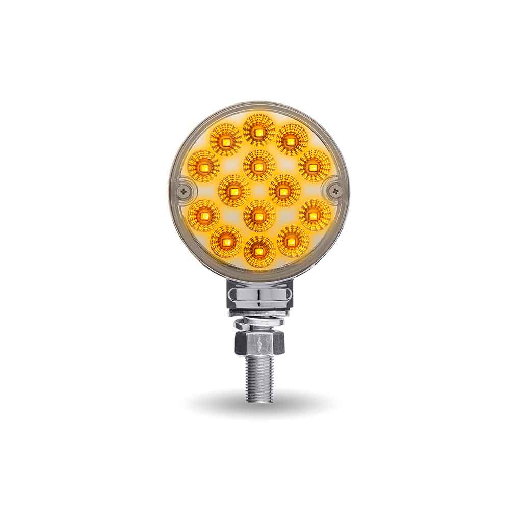 Clear Amber/Red Turn & Marker 3″ Mini Double Face Round Light with Reflector LEDs – 28 Diodes