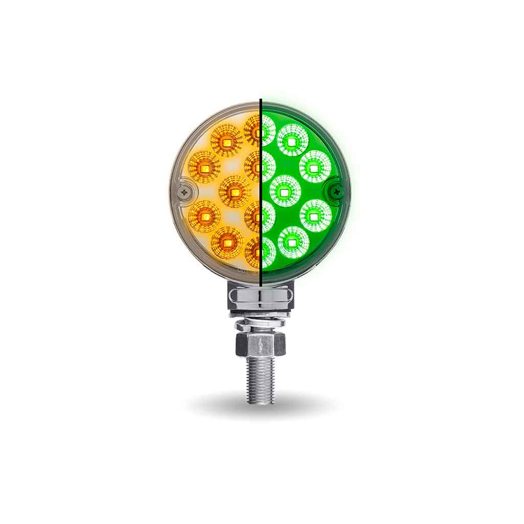 Amber/Red Turn & Marker to Green Auxiliary 3″ Mini Double Face Round Light with Reflector LEDs – 28 Diodes