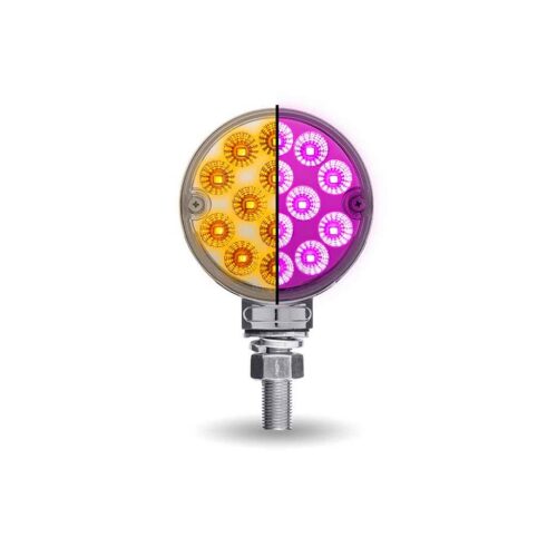 Amber/Red Turn & Marker to Purple Auxiliary 3″ Mini Double Face Round Light with Reflector LEDs – 28 Diodes
