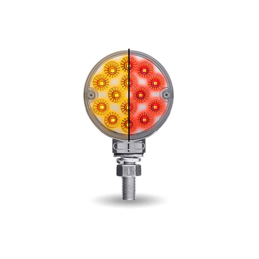 Amber/Red Turn & Marker to Red Auxiliary 3″ Mini Double Face Round Light with Reflector LEDs – 28 Diodes