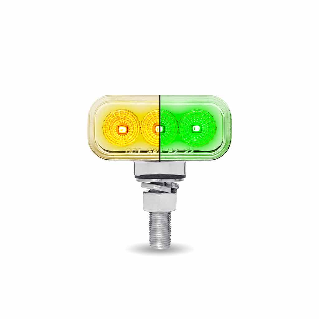 Amber/Red Clearance Marker to Green Auxiliary 1.5″ x 3″ Mini Double Face Rectangular Light with Reflector LEDs – 20 Diodes