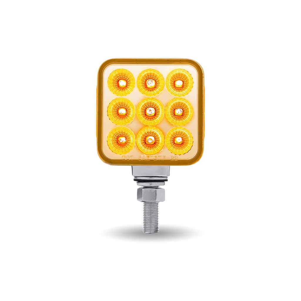 Clear Amber/Red Stop, Turn & Tail 3″ Mini Double Face Square Light with Reflector LEDs – 30 Diodes