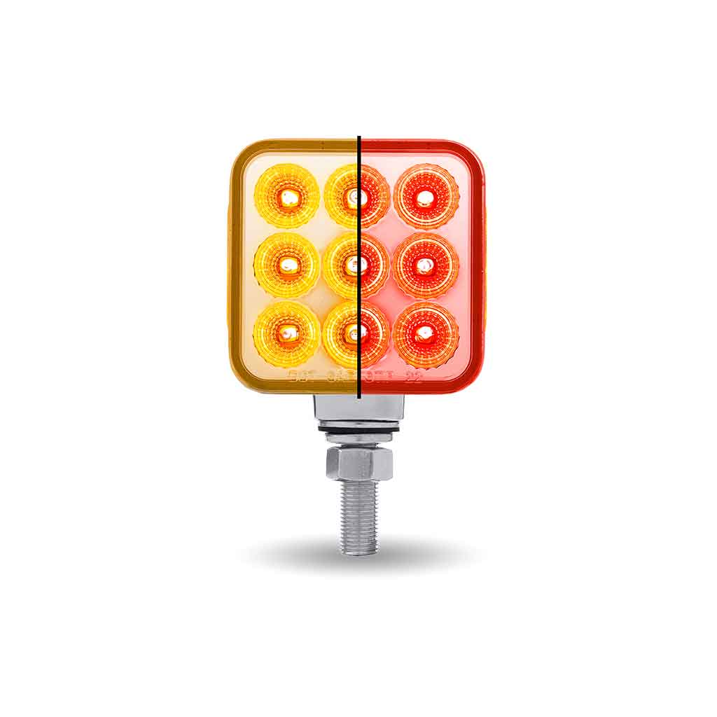 Amber/Red Stop, Turn & Tail to Red Auxiliary 3″ Mini Double Face Square Light with Reflector LEDs – 30 Diodes