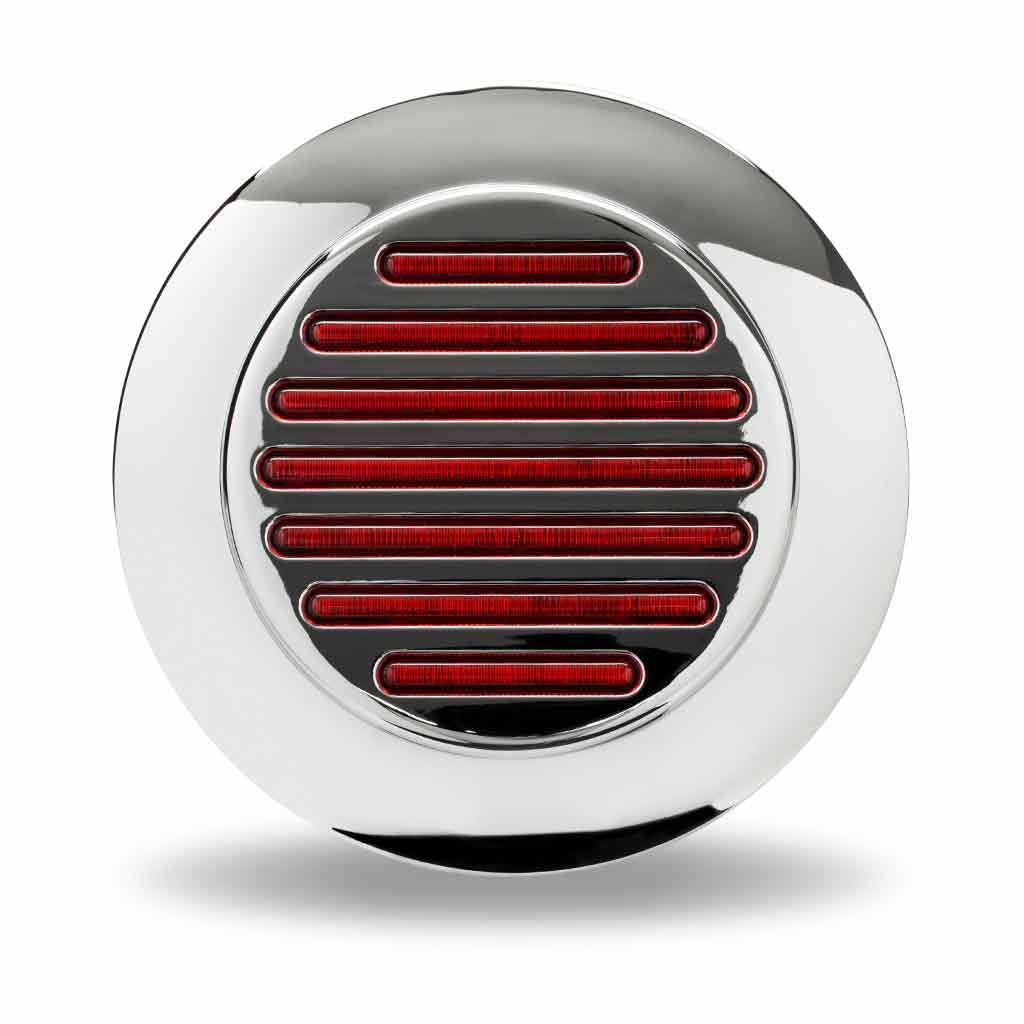 4″ Red Stop, Turn & Tail to White Back Up Round Flatline Flange Mount LED Light – 49 Diodes