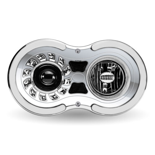 “Retro Series” LED Projector Headlight Assembly with Glow Position & Marker LED Accents – Chrome (Driver Side)