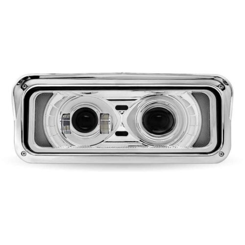 Universal LED Projector Headlight Assembly with Glow Position & Marker LED Accents – Chrome (Passenger Side)
