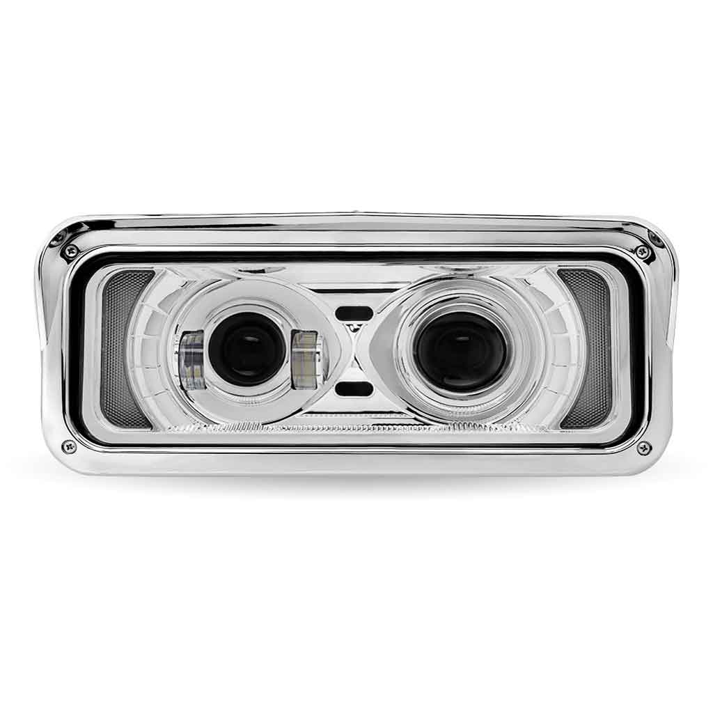Universal LED Projector Headlight Assembly with Glow Position & Marker LED Accents – Chrome (Passenger Side)