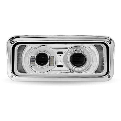 Universal Heated LED Projector Headlight Assembly with Glow Position & Marker LED Accents – Chrome (Passenger Side)