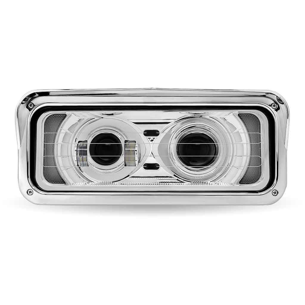 Universal Heated LED Projector Headlight Assembly with Glow Position & Marker LED Accents – Chrome (Passenger Side)