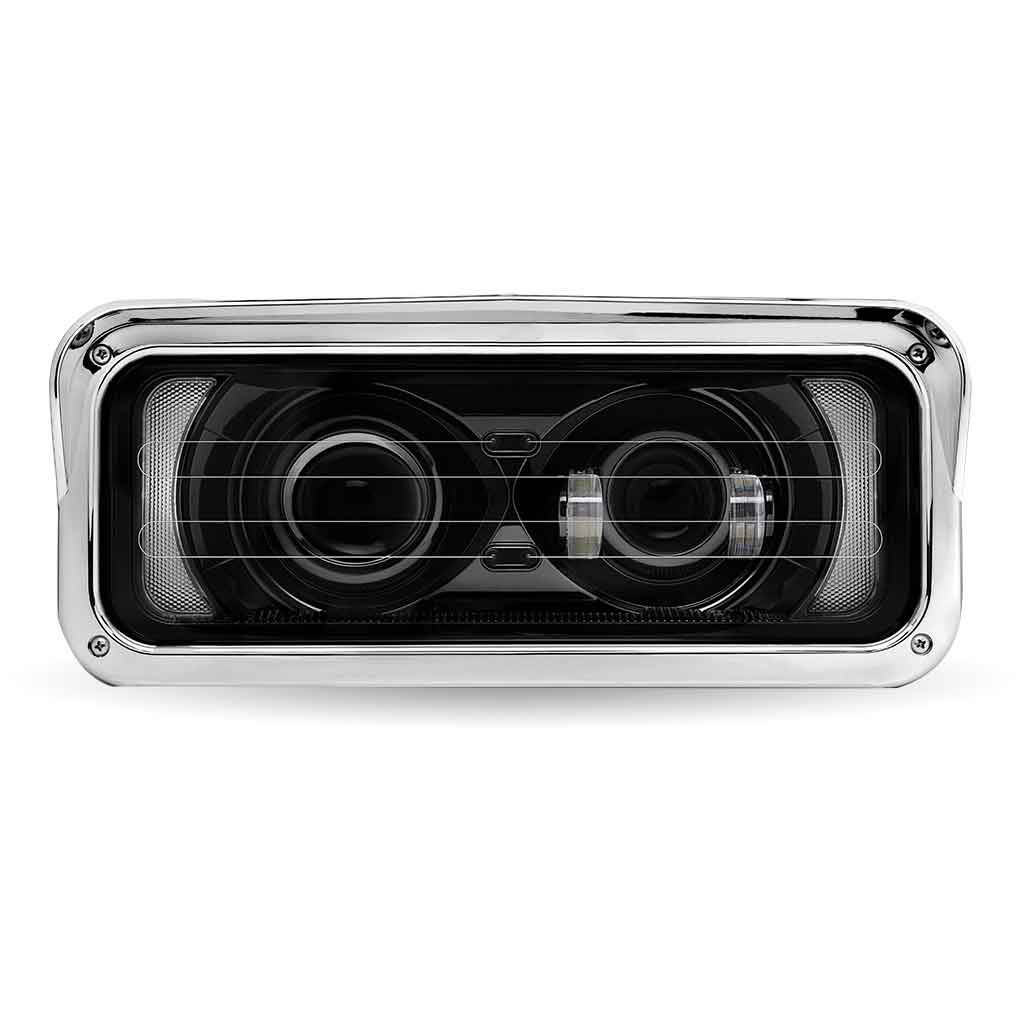 Universal Heated LED Projector Headlight Assembly with Glow Position & Marker LED Accents – Black (Driver Side)