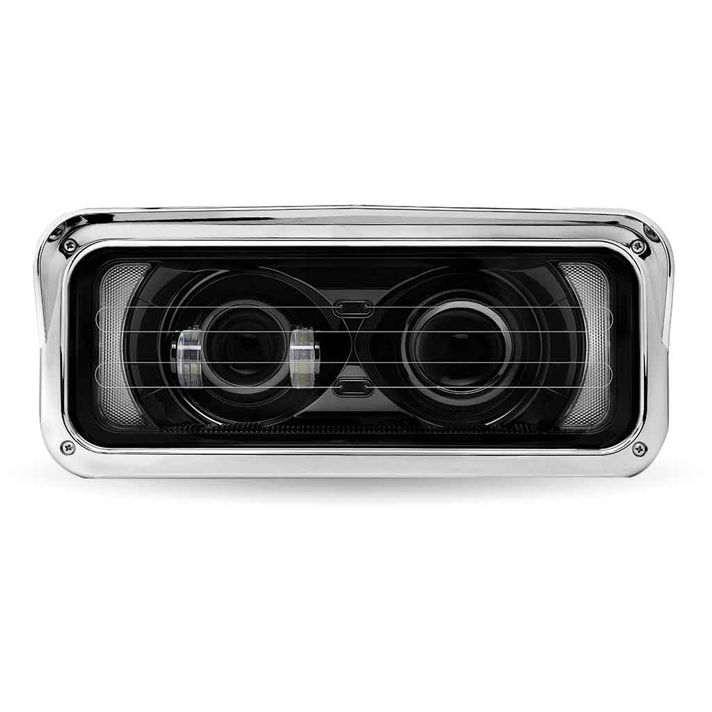 Universal Heated LED Projector Headlight Assembly with Glow Position & Marker LED Accents – Black (Passenger Side)