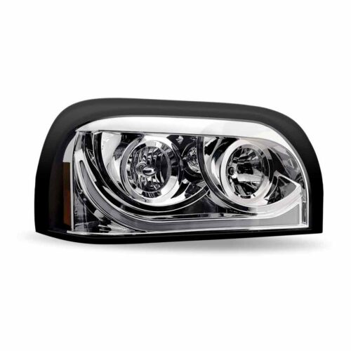 FTL. Century Halogen Projector Headlight Assembly with LED Glow Position, Turn & Marker Accent – Chrome (Passenger Side)