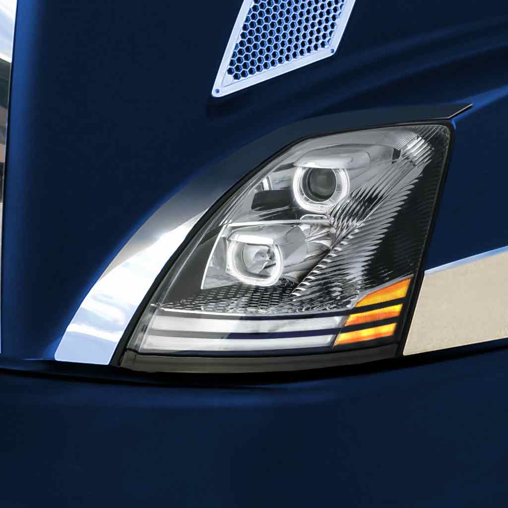 Volvo VN/VNL Halogen Projector Headlight Assembly with LED Glow Position, Turn & Marker Accents – Chrome (Driver Side) - Image 4