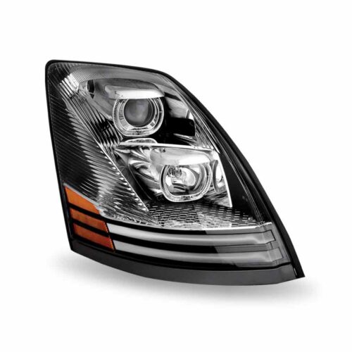 Volvo VN/VNL Halogen Headlight Assembly with LED Glow Position, Turn & Marker Accents – Chrome (Passenger Side)